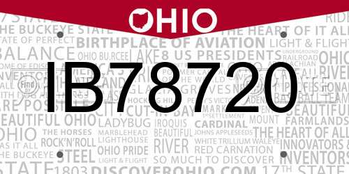 IB78720 Ohio License Plate