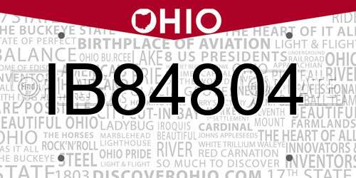 IB84804 Ohio License Plate