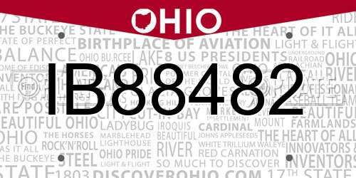 IB88482 Ohio License Plate