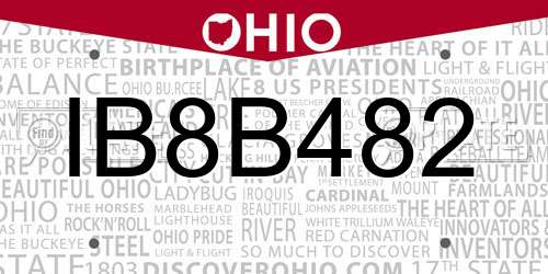 IB8B482 Ohio License Plate