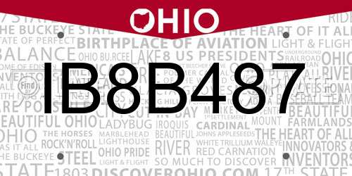 IB8B487 Ohio License Plate