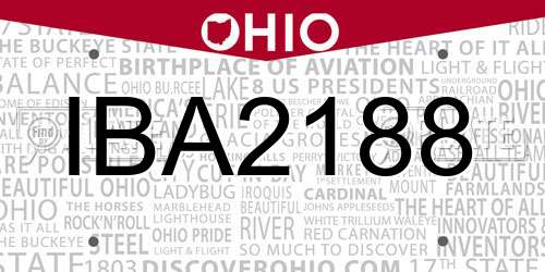 IBA2188 Ohio License Plate
