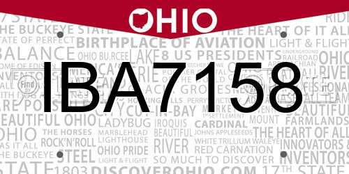 IBA7158 Ohio License Plate