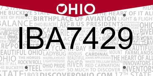 IBA7429 Ohio License Plate