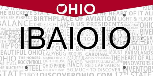 IBAIOIO Ohio License Plate