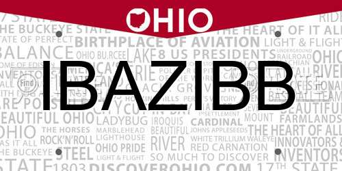 IBAZIBB Ohio License Plate