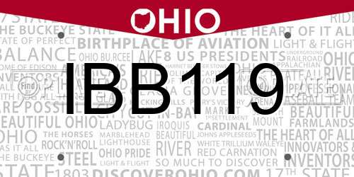 IBB119 Ohio License Plate