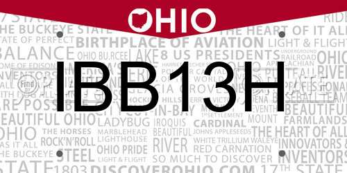 IBB13H Ohio License Plate