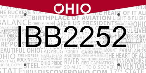 IBB2252 Ohio License Plate