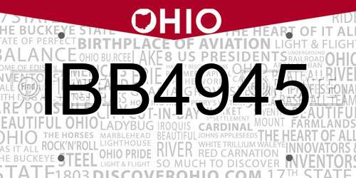 IBB4945 Ohio License Plate