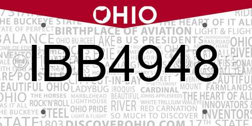 IBB4948 Ohio License Plate