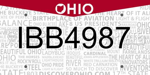IBB4987 Ohio License Plate