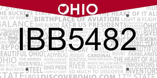 IBB5482 Ohio License Plate