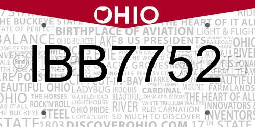 IBB7752 Ohio License Plate