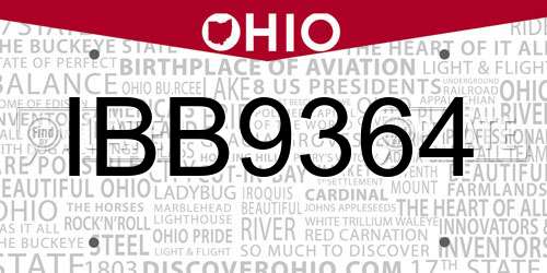 IBB9364 Ohio License Plate