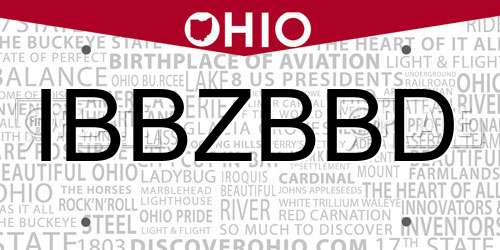 IBBZBBD Ohio License Plate