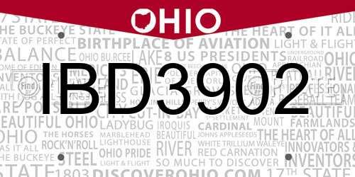 IBD3902 Ohio License Plate