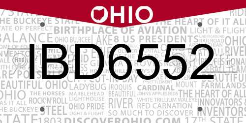 IBD6552 Ohio License Plate