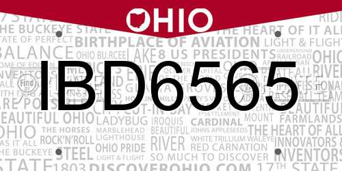 IBD6565 Ohio License Plate