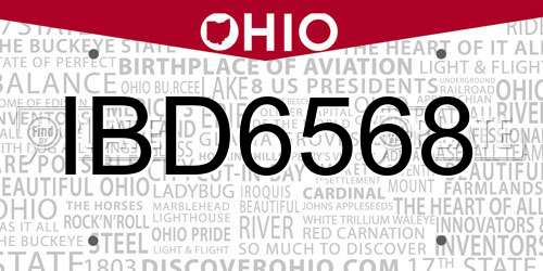IBD6568 Ohio License Plate
