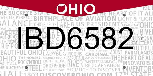 IBD6582 Ohio License Plate