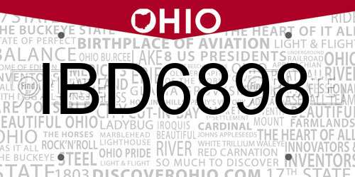IBD6898 Ohio License Plate