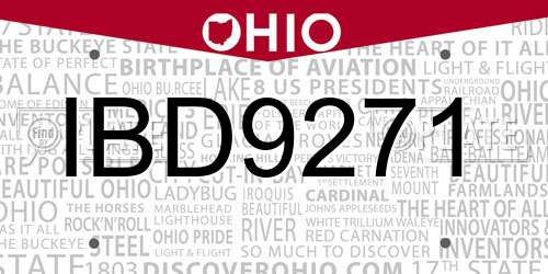 IBD9271 Ohio License Plate