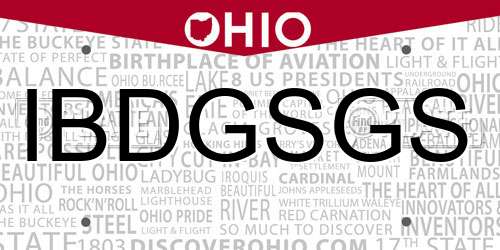 IBDGSGS Ohio License Plate