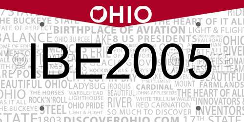 IBE2005 Ohio License Plate
