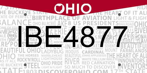 IBE4877 Ohio License Plate