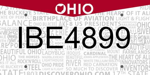 IBE4899 Ohio License Plate