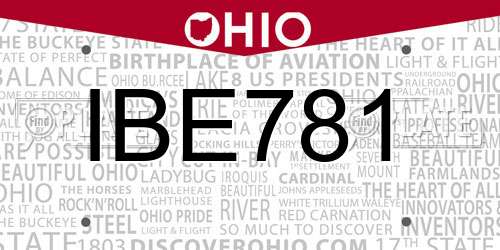 IBE781 Ohio License Plate