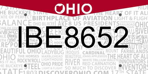 IBE8652 Ohio License Plate