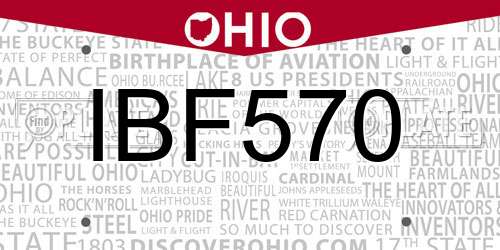 IBF570 Ohio License Plate