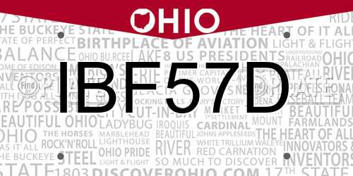 IBF57D Ohio License Plate