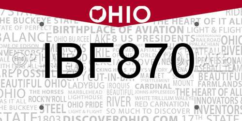 IBF870 Ohio License Plate