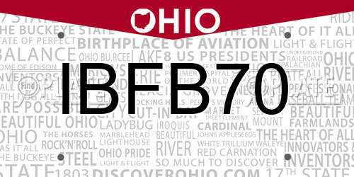 IBFB70 Ohio License Plate