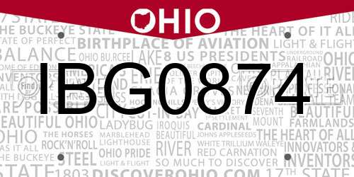 IBG0874 Ohio License Plate