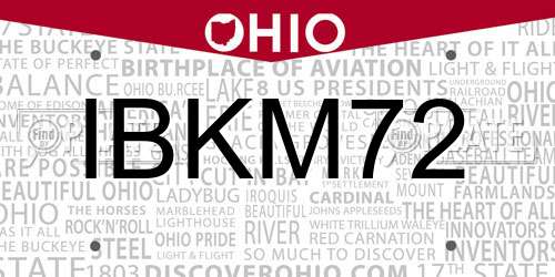 IBKM72 Ohio License Plate