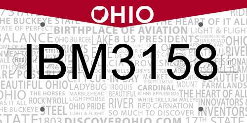 IBM3158 Ohio License Plate