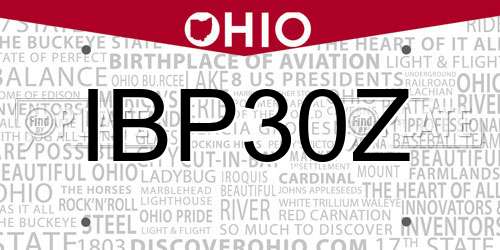 IBP30Z Ohio License Plate