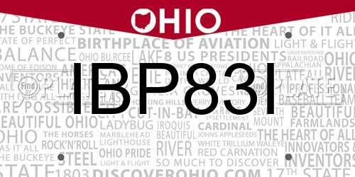 IBP83I Ohio License Plate