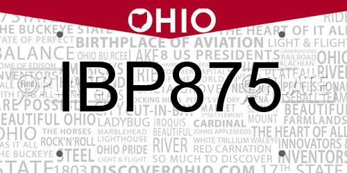 IBP875 Ohio License Plate