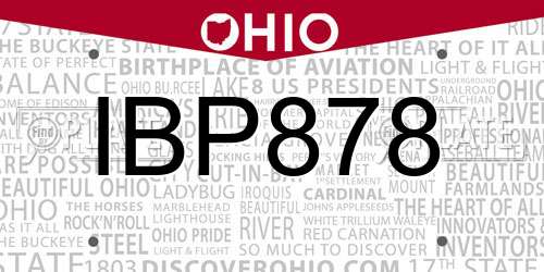 IBP878 Ohio License Plate