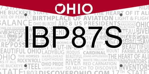 IBP87S Ohio License Plate
