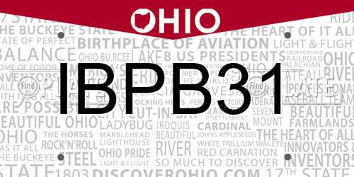 IBPB31 Ohio License Plate