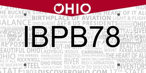 IBPB78 Ohio License Plate