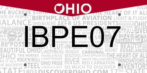 IBPE07 Ohio License Plate