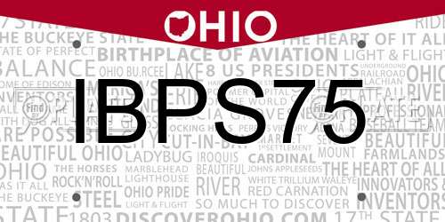 IBPS75 Ohio License Plate