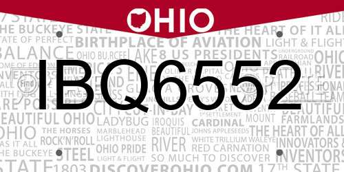 IBQ6552 Ohio License Plate